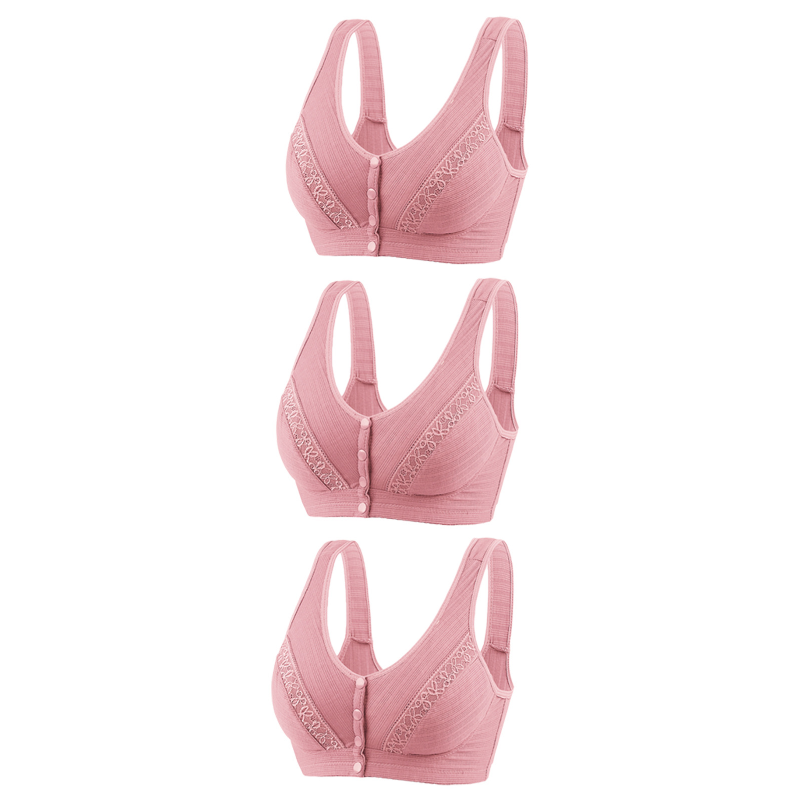 Picture of Cross-border front buckle lace edge plus size sexy mom bra middle-aged and elderly wireless breathable thin cotton bra bra for women