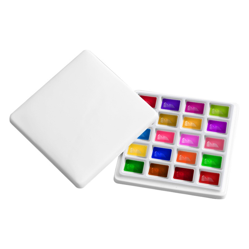 Ceramic palette with lid square 12 grid 20 grid painting watercolor palette plate easy to clean white porcelain paint plate traditional Chinese painting