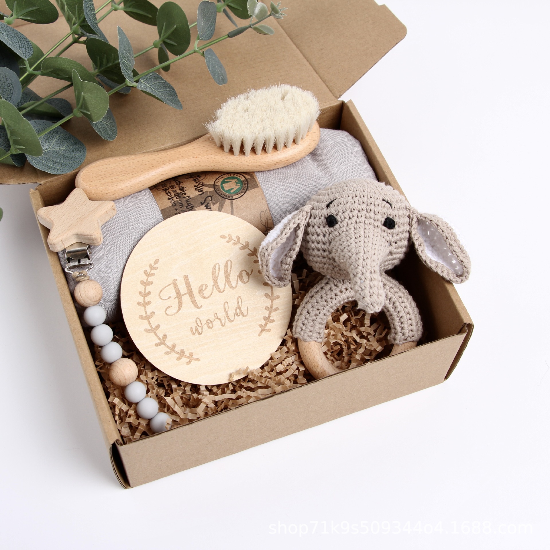 Picture of Baby Shower Gift Rattle Set Cotton Toy Pacifier Clip Blanket