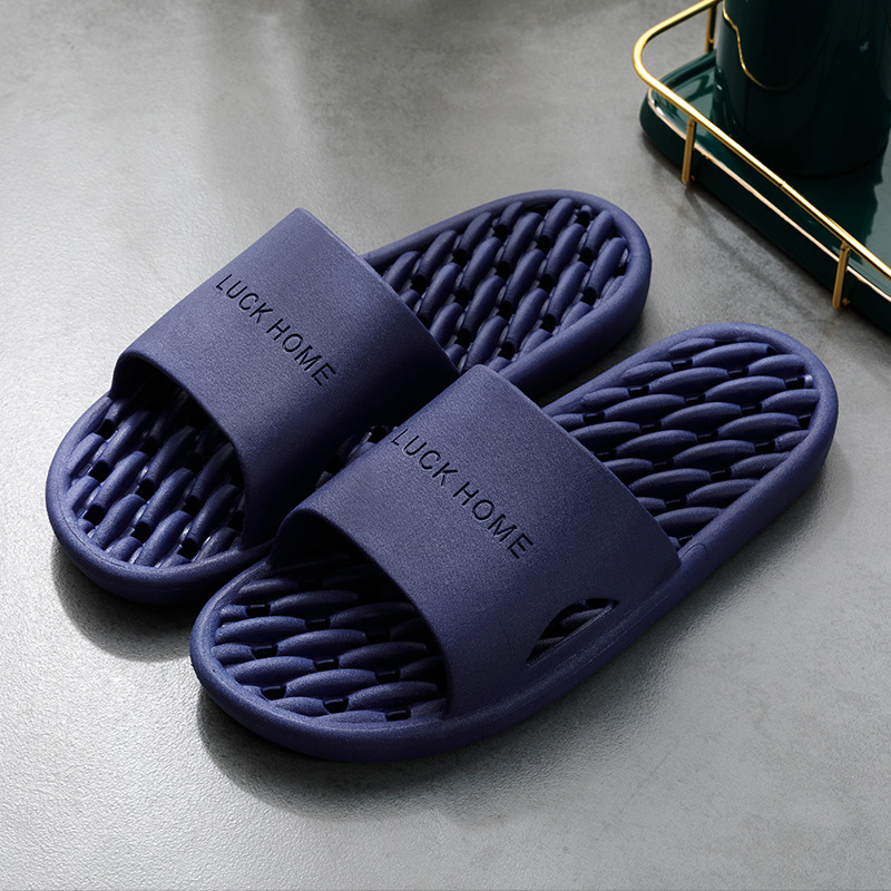 Picture of Summer Bathroom Soft Bottom Slip-on Feeling Slippers Women's Home Indoor Sanitary Hotel Bathing Household Leakage Non-slip Slippers Men's Slippers