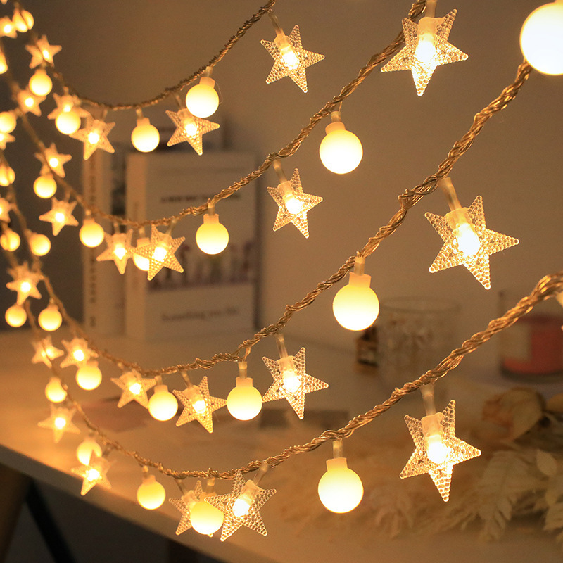 Picture of Solar LED string lights, outdoor camping tent atmosphere lights, night market stall lights, room decoration spherical star lights