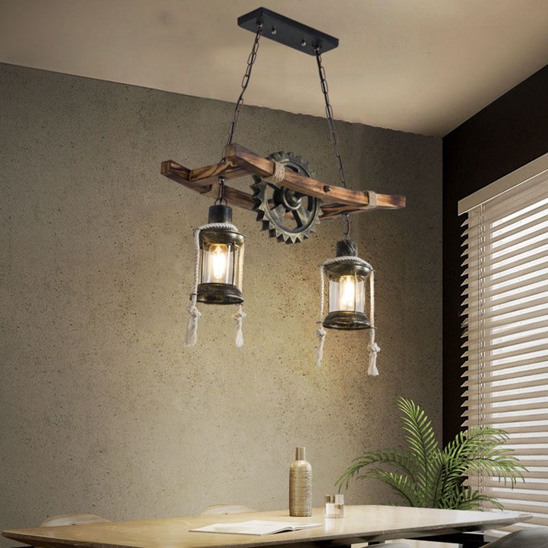 American retro chandelier living room dining room bedroom bar table hot pot milk tea shop creative gear industrial style chandelier