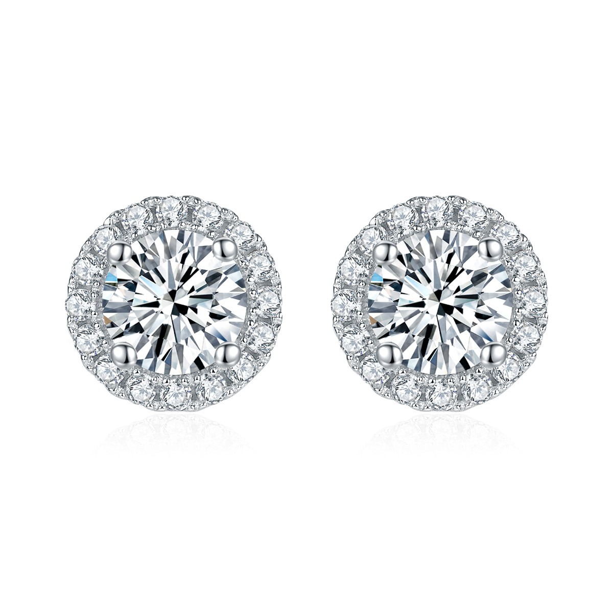 Shake Tone Fast Hand Live Broadcast Classic Round Bag Moissanite Set with D-Color Silver Plated 18K White Gold Earrings Fashion All-Match