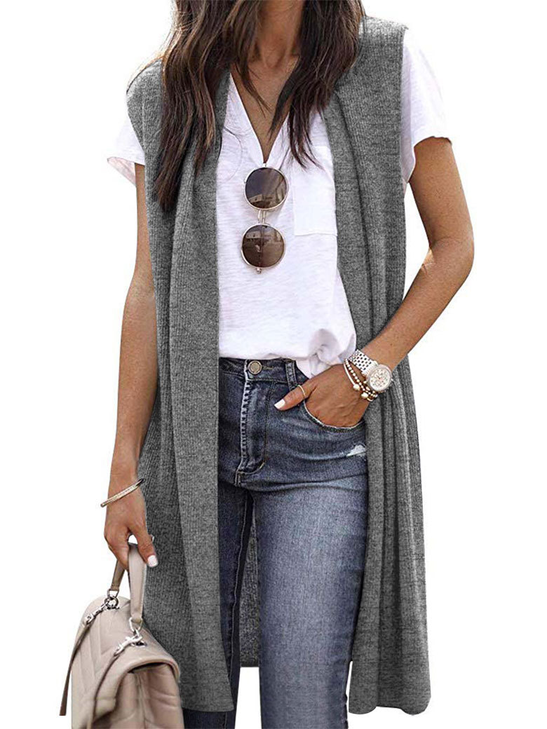Picture of European and American 2023 Cross-border Amazon New Shoulder Cardigan eBay Fashion Trend Long Sleeveless Vest for Women