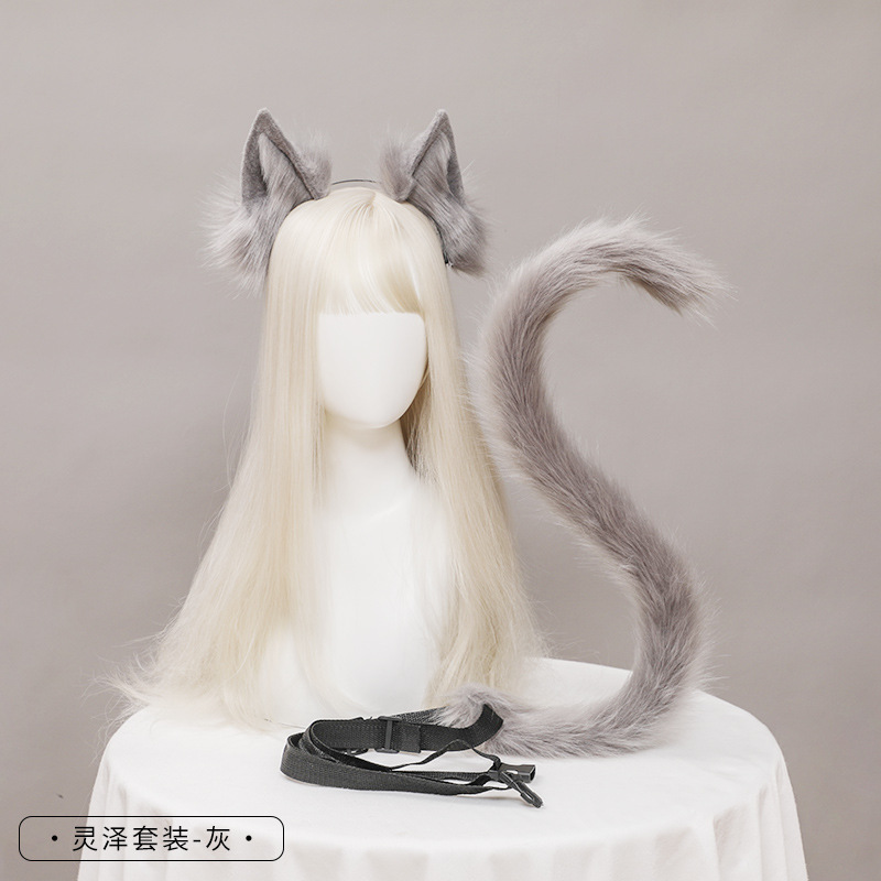 Picture of Dropshipping Cat Ears and Tail Cosplay Accessories Hand-Made Simulated Animal Ears Headband and Tail Accessories Set