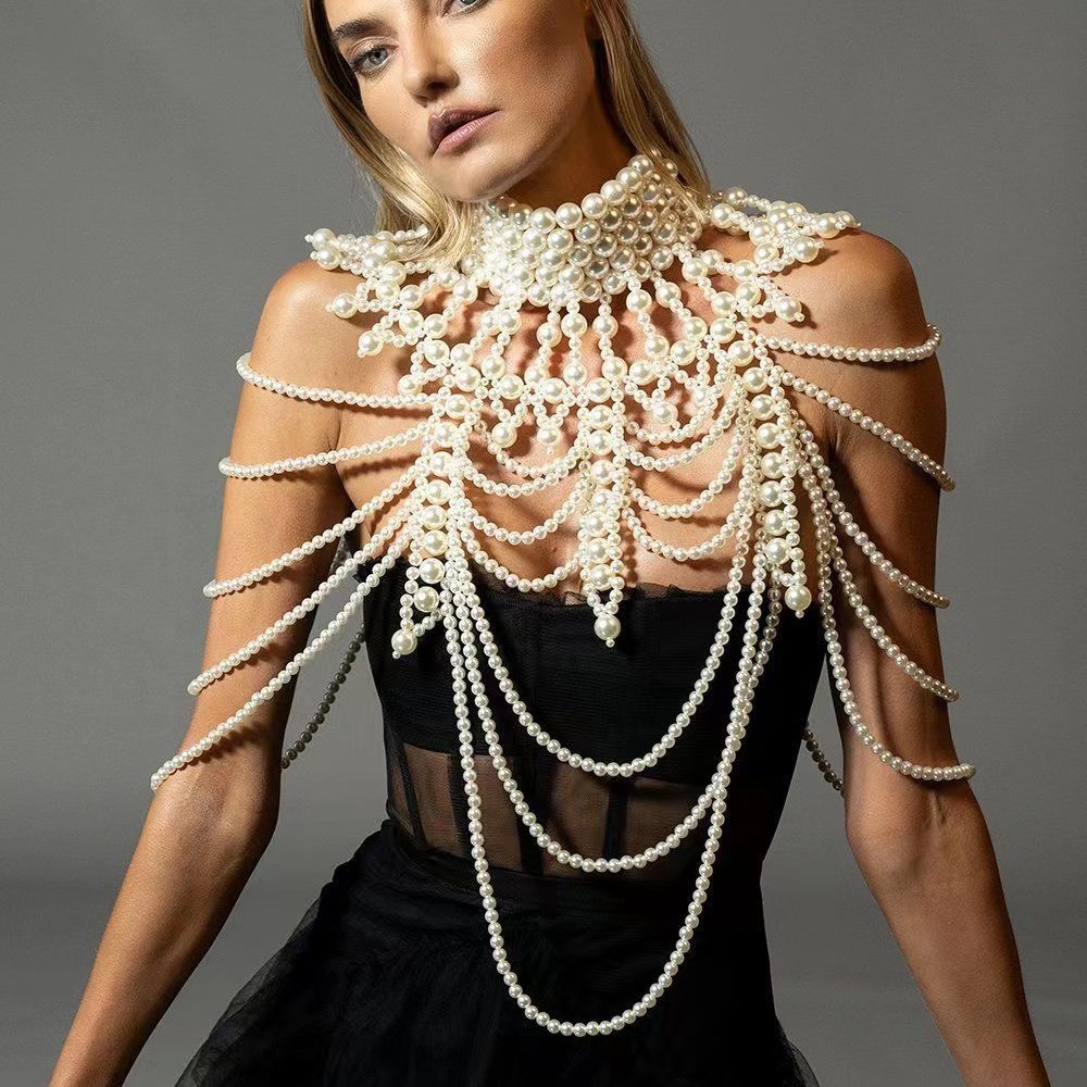 Quantity Hand-Knitted Pearl Body Vest Ins Blogger's Same European and American Accessories Body Chain Xy 3794