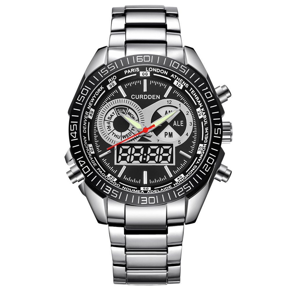 Curdden Brand Watches Men Full Steel Chronograph Wristwatch