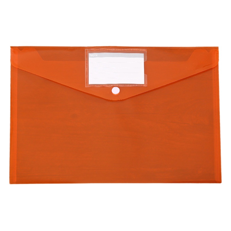 In stock wholesale A4 transparent label snap file bag thickened color customized student storage file information bag
