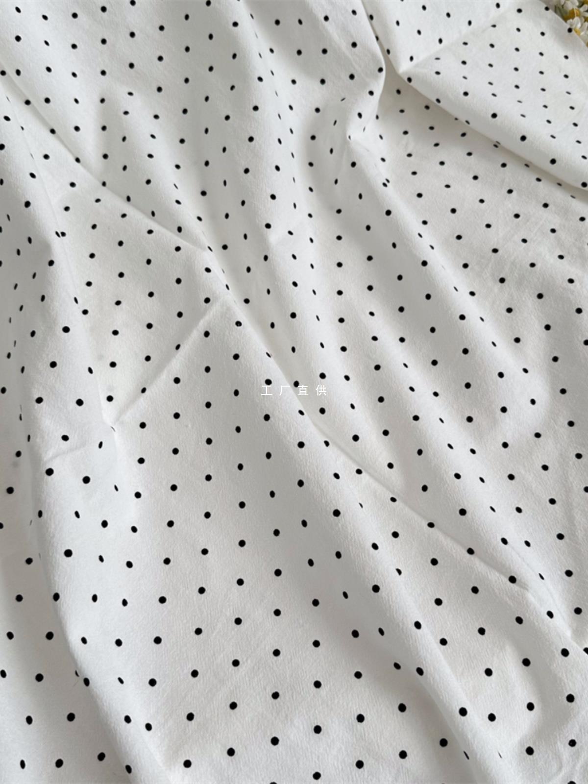 Washed cotton polka dot classic polka dot cotton shirt dress doll hair ring diy handmade fabric