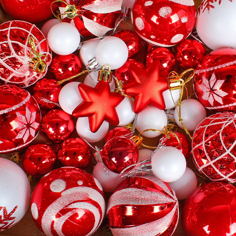 Picture of Zhuran Christmas Ball suit Christmas Tree Painting Ball Hanging Pendant Electroplated Ball Holiday Decoration Ball Mixed Gift Box