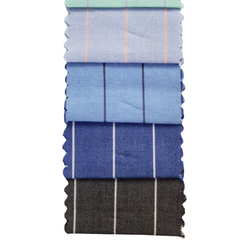 Spot Cvc Cotton Polyester Stripesd Fabric Thickeneded Oxford Textile Casual Clothing Shirt Fabric Youth Shirt Fabric