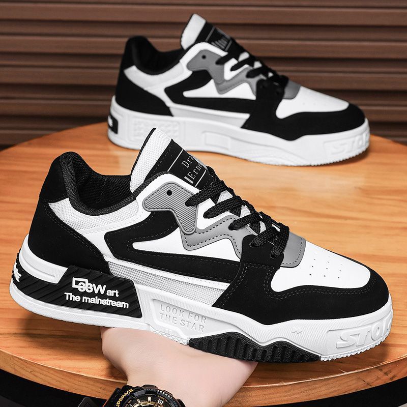 Men's Shoes Autumn Thick Sole Heightening Waterproof Anti-Slip Black and White Panda Sports Casual Shoes Men's Youth Fashion Sneakers