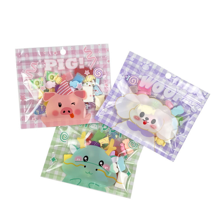 Small jewelry independent plastic self-sealing bag manufacturers custom beauty tools makeup packaging bag candy small packaging bag