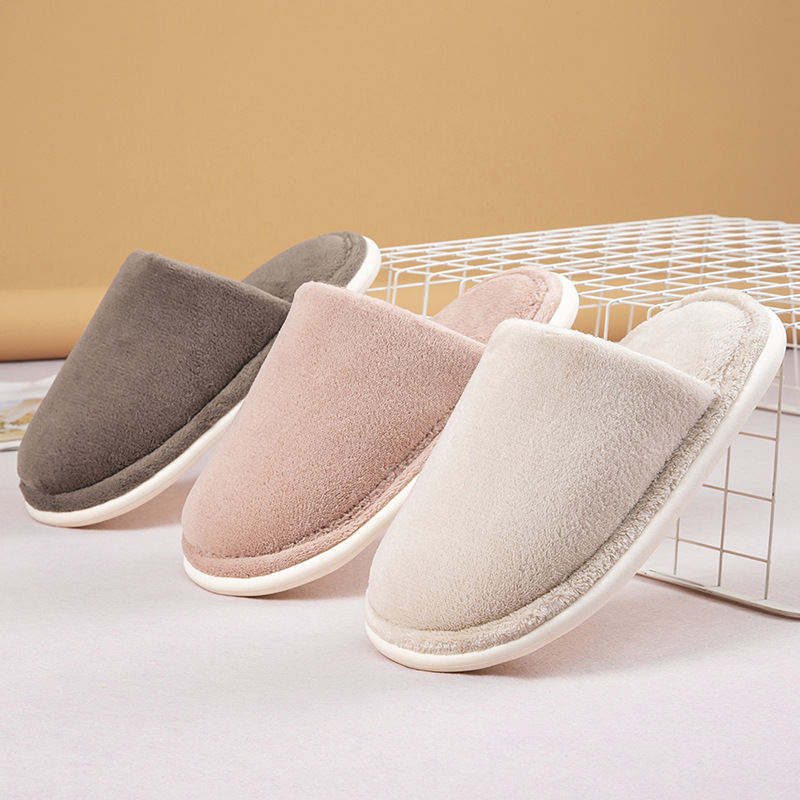 Cotton Slippers Women's Autumn and Winter Fur Plush Couple's Feeling of Stepping on Shit Home Indoor Warm Men's Bedroom Non-slip Home Slippers