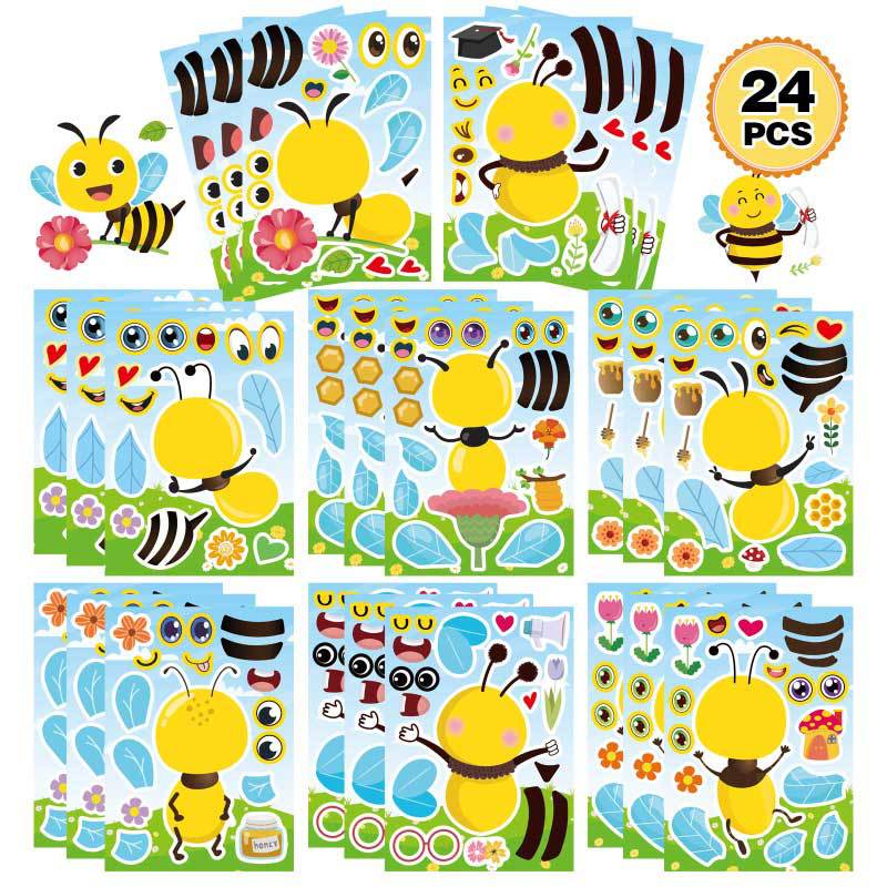 Children's Cartoon Bee Spring DIY Handmade Stickers Craft Birthday Gift Party Supplies DIY Stickers