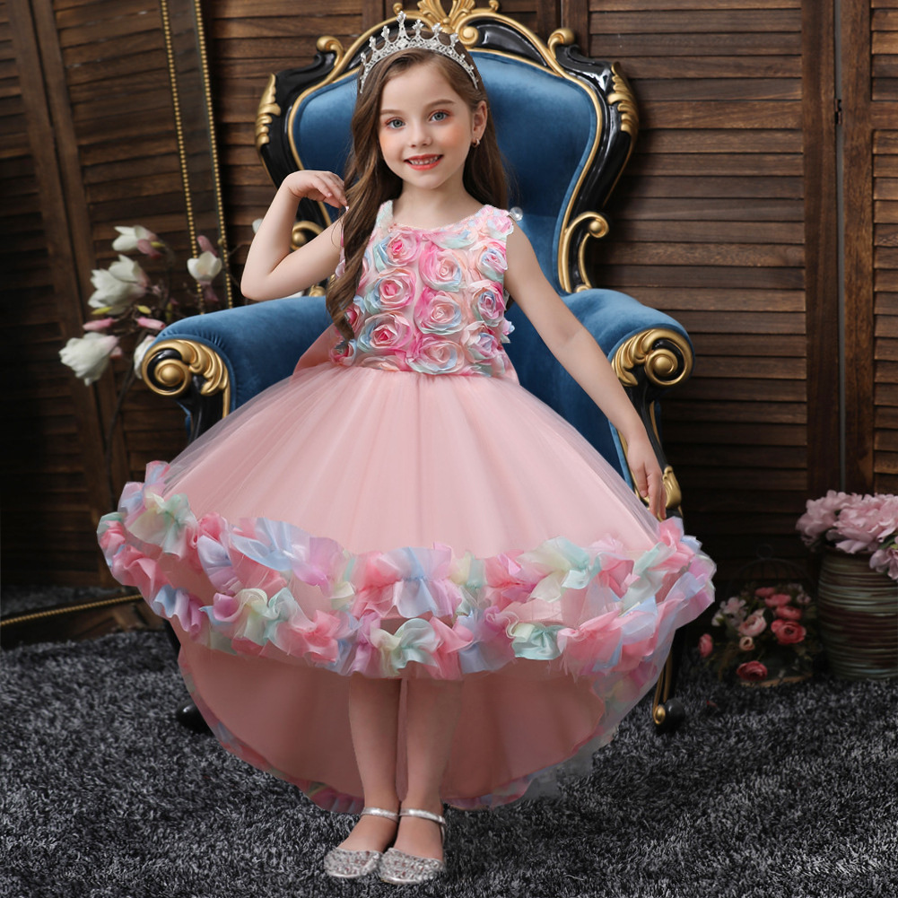 Picture of Amazon children's skirt children's colorful princess puffy wedding dress girls trailing dress Girls' dress
