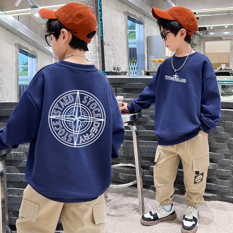 Boys' Sweatshirt Spring and Autumn New Loose Cartoon Autumn and Winter Bottoming Long Sleeve Trendy Korean Version Letter Top