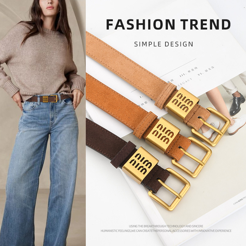 New Women's Belt Frosted Anti-velvet Genuine Leather Fashion Casual All-match Skirt Pin Buckle Korean Fashionable Women's Pants Belt