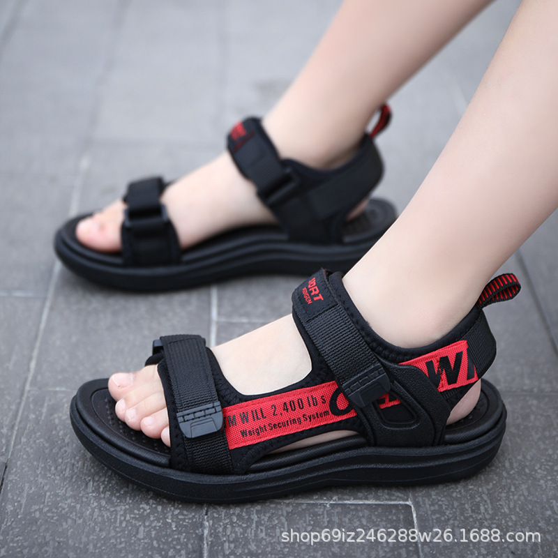 Summer Boys Sandals Summer Soft-soled Students Middle and Large Children Non-slip Beach Shoes Little Boys Children Open Toe Breathable Fashionable