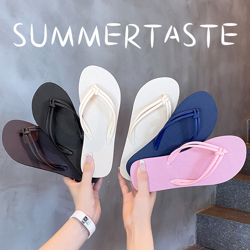 Instagram Style Fashionable Simple Casual Flip-Flops Women's Summer Non-Slip Bathing Clip Feet Outer Wear Flat Beach Sandals and Slippers for Women