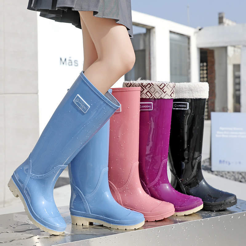 Extra High-rise Women's Rain Boots Thickened Non-slip Rain Day Travel Women's Rain Boots Canteen Cleaning Waterproof Rubber Shoes Women's Water Shoes