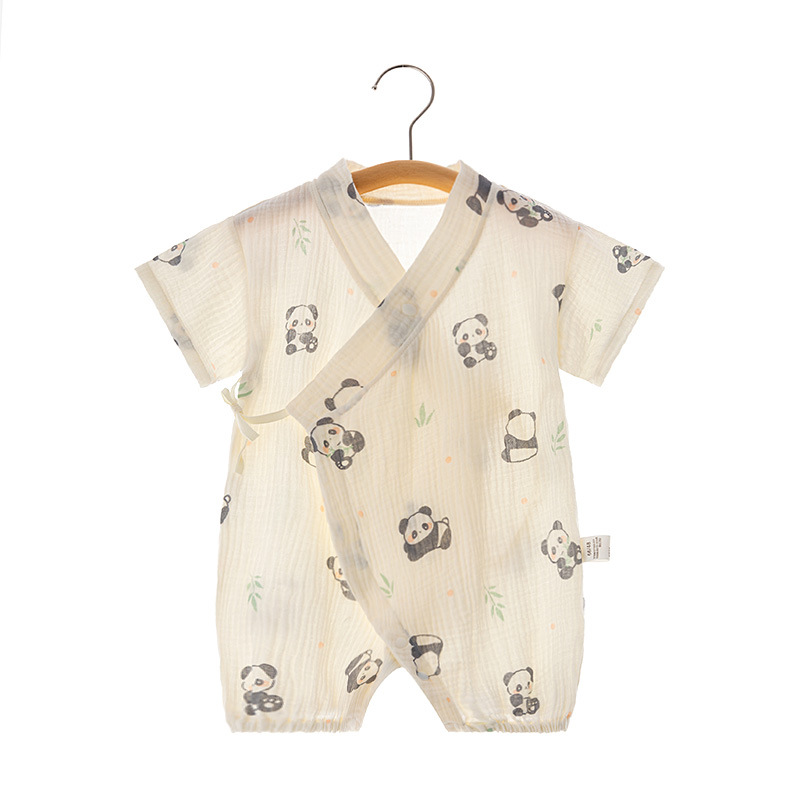 Baby's Summer Short-sleeved jumpsuit Baby's Summer Ultra-thin Gauze Pure Cotton Harper Children's Air-conditioning Suit Newborn Climbing Suit