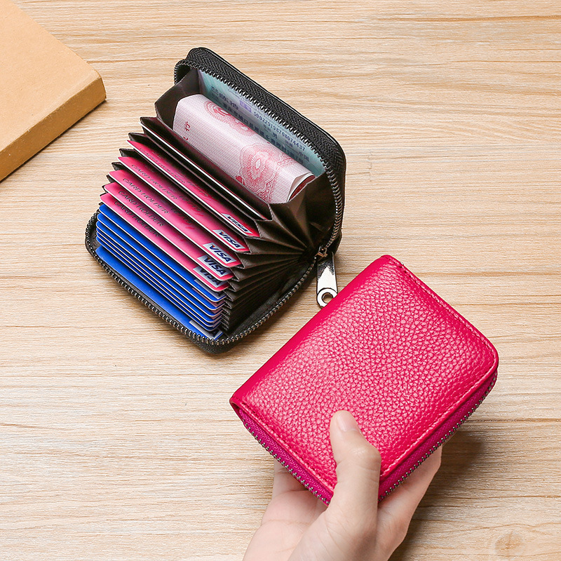 Picture of Anti-degaussing card holder men and women zipper multi-card bank ID card holder large capacity driving license small card holder wallet