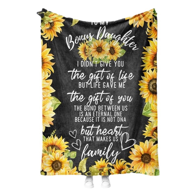 Cross-border love family message flannel blanket summer air conditioning blanket hot sale autumn and winter nap printing blanket