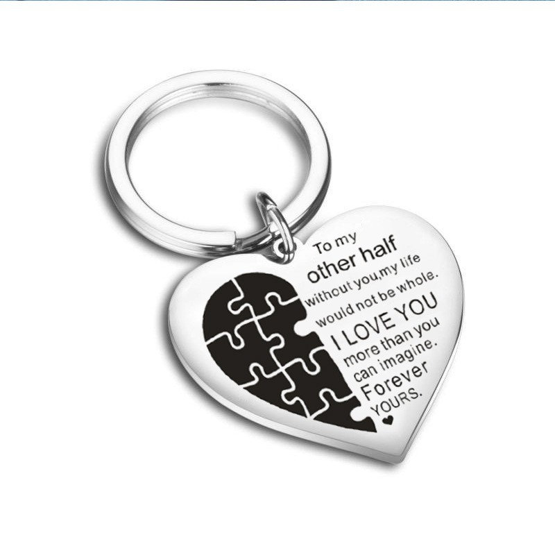 Picture of European and American hot sale To my other half without you. Mother's Day gift heart-shaped keychain