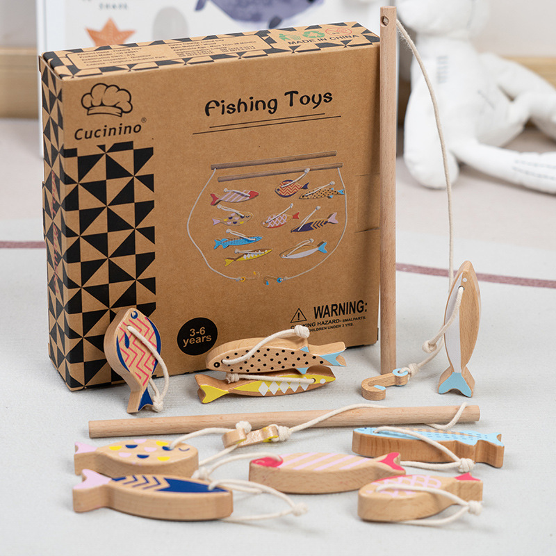 Children's wooden fishing game desktop game Early Education Intelligence hand-eye coordination baby kindergarten interactive toys