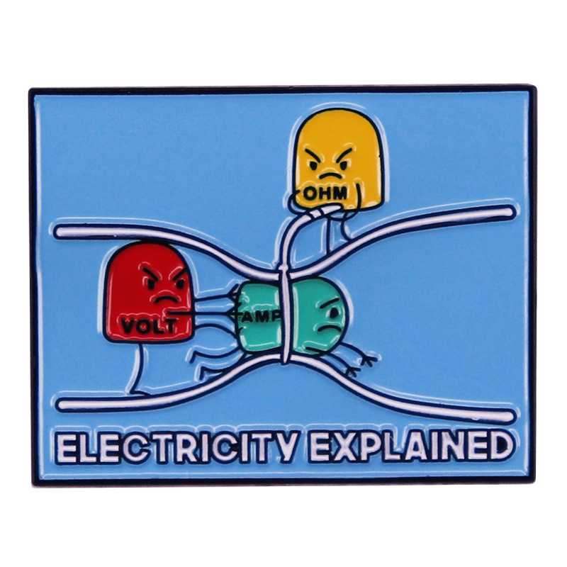 Picture of Image card electrification explanation brooch metal badge science student accessories gift