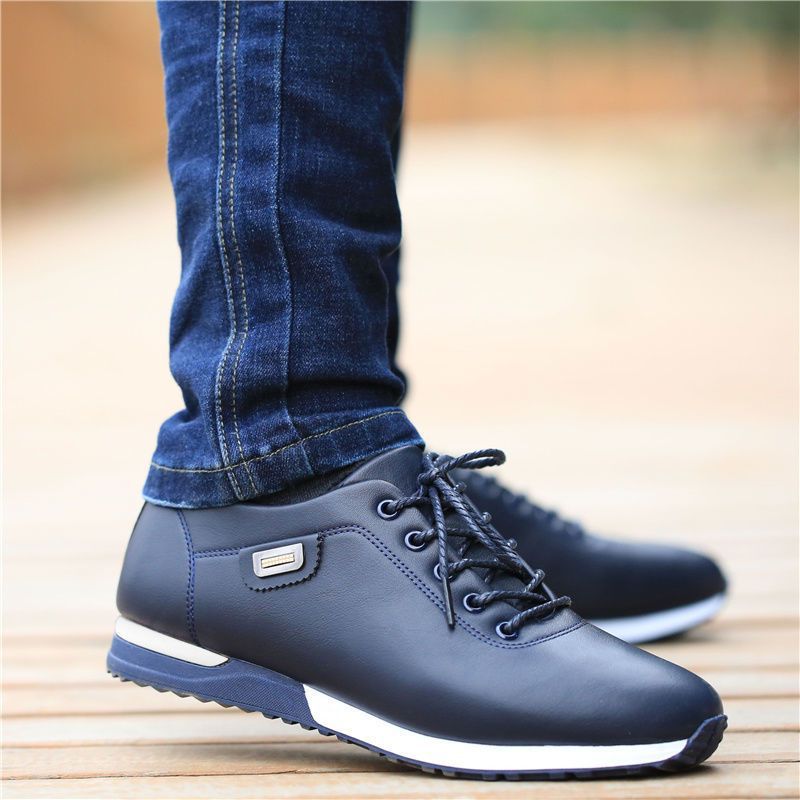 Autumn Leather Shoes Men's Korean-style Breathable Casual Shoes All-match Leather Waterproof Sports Shoes Fashionable Wear-resistant Men's Shoes for Youth