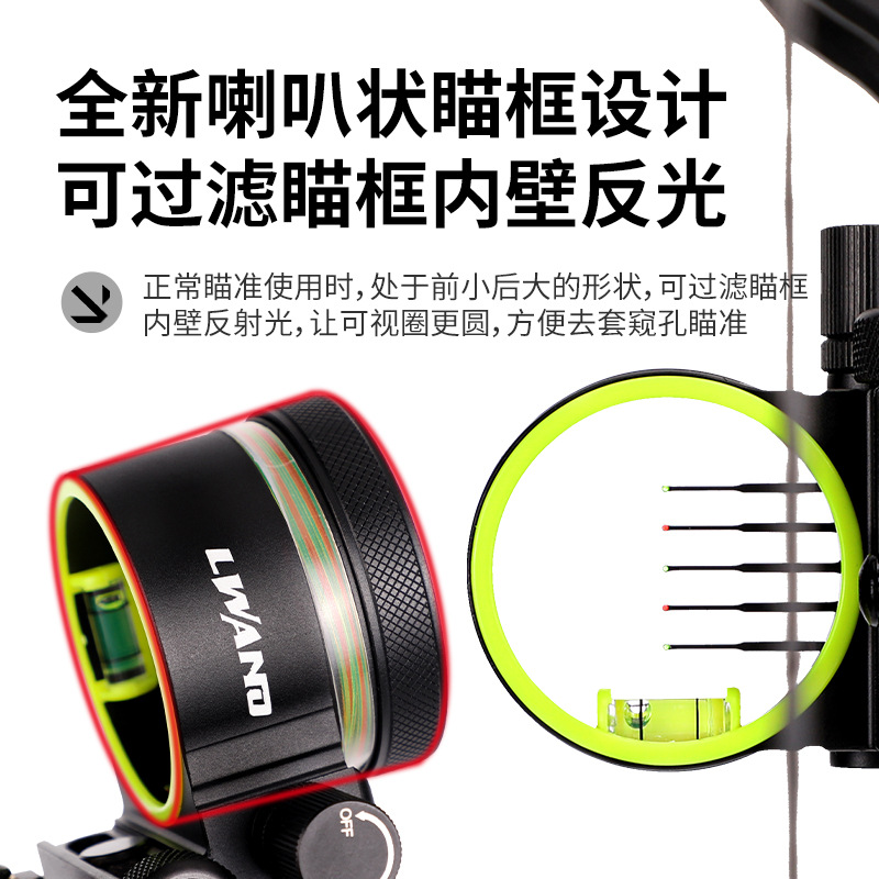 Picture of Bow and Arrow accessories new metal five-pin sight comes with adapter can be installed double mirror M2 fine-tuning five-pin aiming cross-border