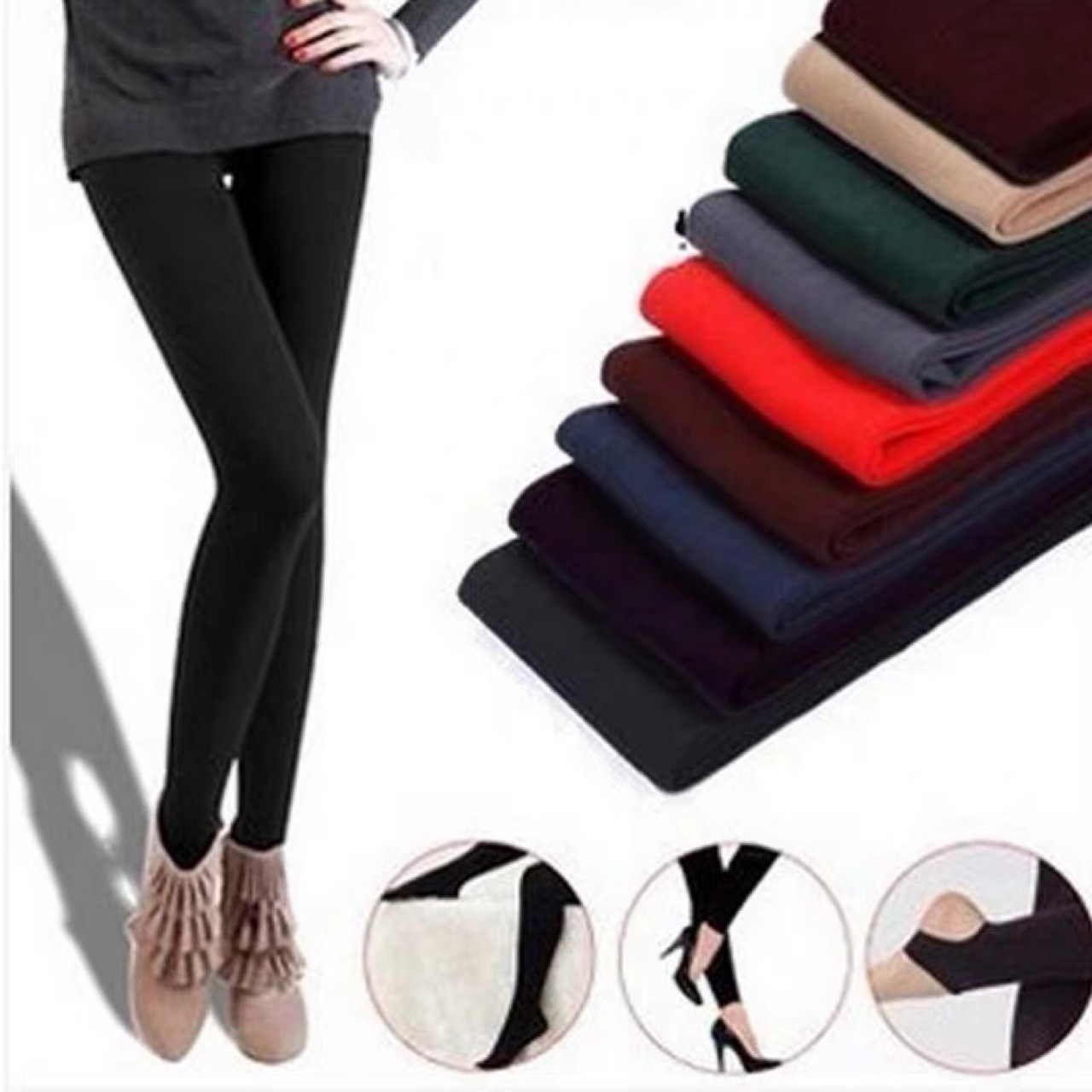 Autumn and winter women's fashion pull-up pants padded pull wool nine-point pants step on the foot women pull wool outside wear leggings wholesale