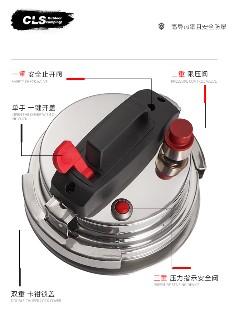 Picture of CLS pressure cooker 1.2L self-driving portable 1-2-person pressure cooker camping car home induction cooker soup cooking pot