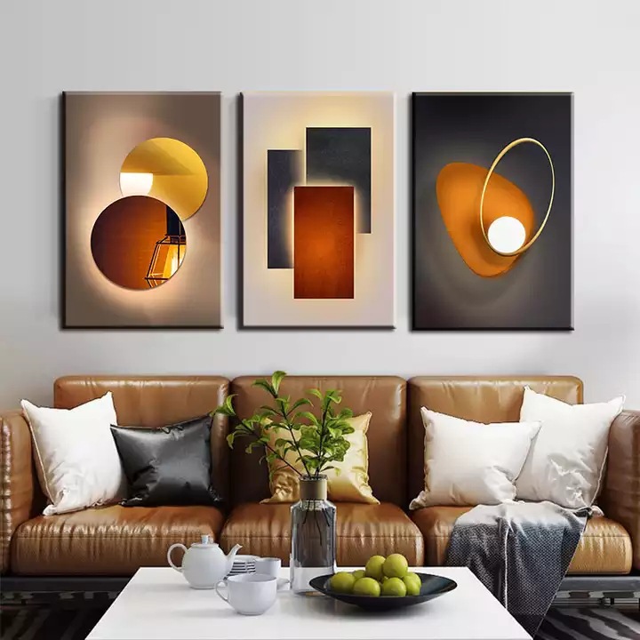 Modern light luxury art abstract geometric hanging painting living room bedroom hotel decorative painting HD inkjet canvas painting core