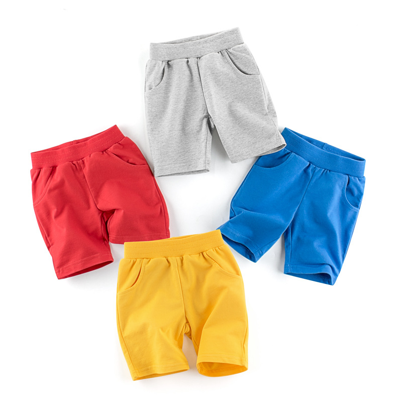 Children's clothing summer boys shorts no pattern wholesale baby pants solid color five pants a generation of hair