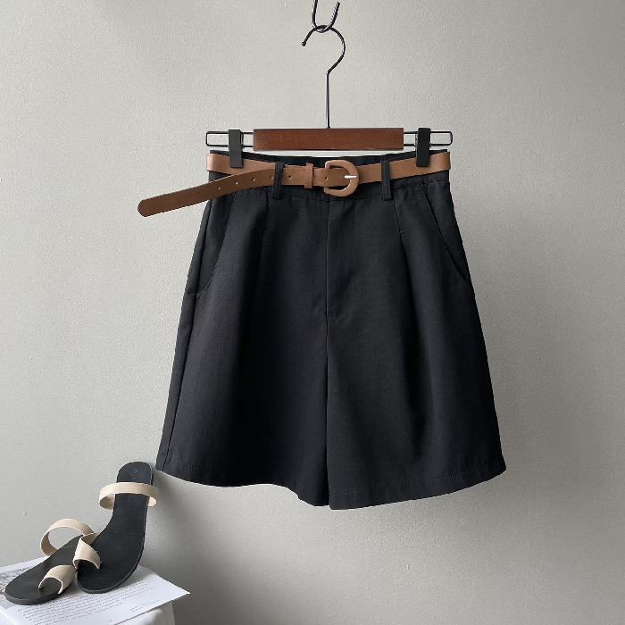Picture of khaki Workwear Shorts Women's Summer Thin High Waist Slimming Loose Wide-leg Mid-length Pants Casual Suit Trendy Pants