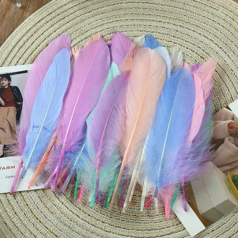in stock supply diy goose feather hard large floating feather wedding children handmade decorative materials dream catcher feather wholesale