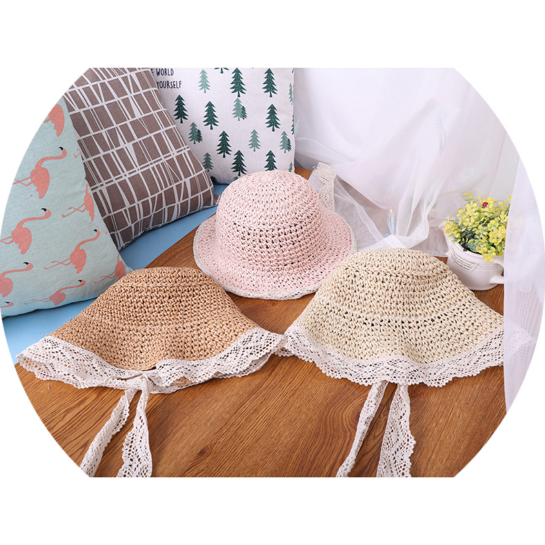 Picture of Simple Lace Edge Children's Hat Fashion Handmade Trendy Hat Ladies Hat Foldable Paper Straw Hat Sun Hat MZ 7584