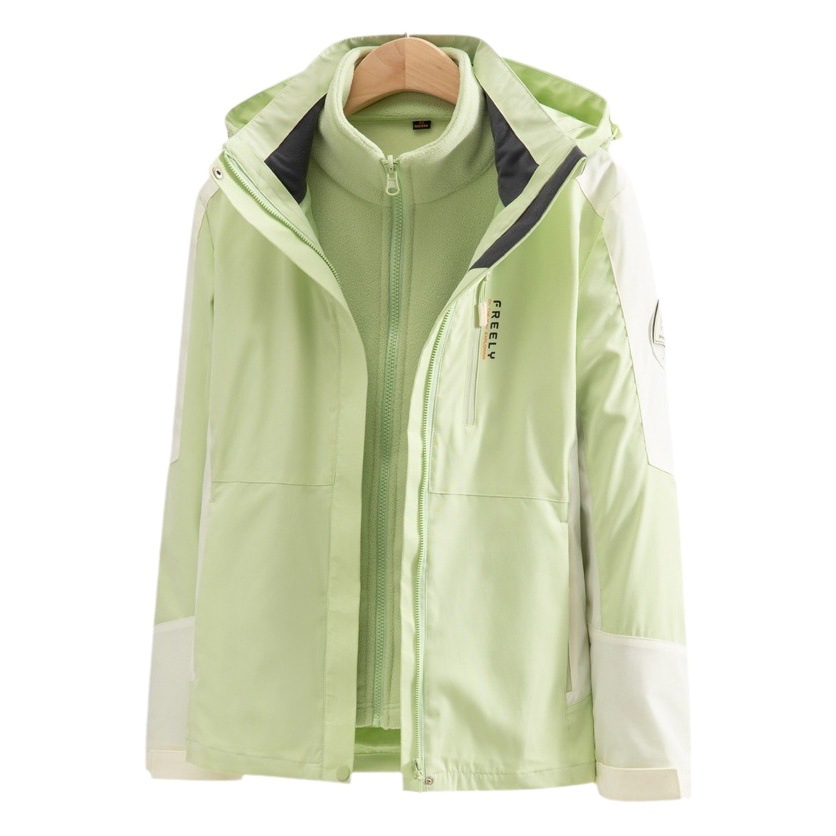 New Outdoor Jacket for Men and Women, Three-In-One Detachable Windproof and Waterproof Fleece-Lined and Thickeneded Xizang Mountaineering Jacket