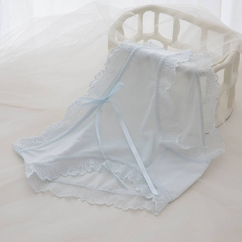 Picture of Underwear Women's Lace Sexy Mid-Waist Japanese Style Girls Lightweight Breathable Lace Panties Feminine Lace Panties