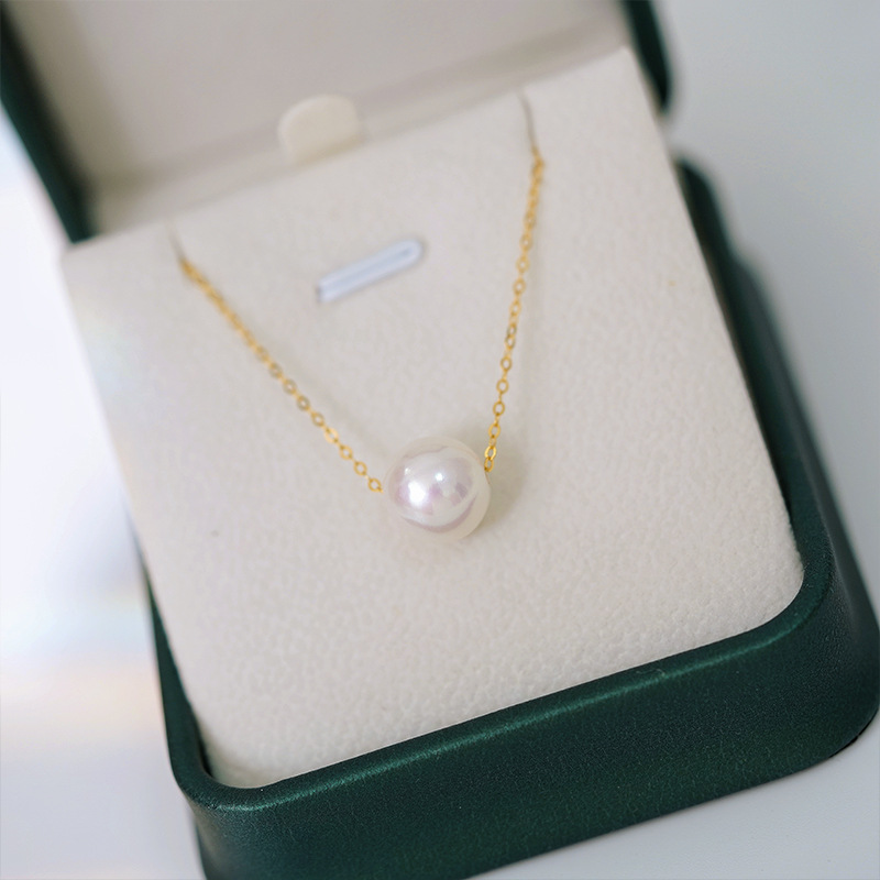 Picture of Passepartout Pearl Necklace 10-11mm Natural Freshwater Necklace Temperament Jewelry Girlfriend Gift Clavicle Chain