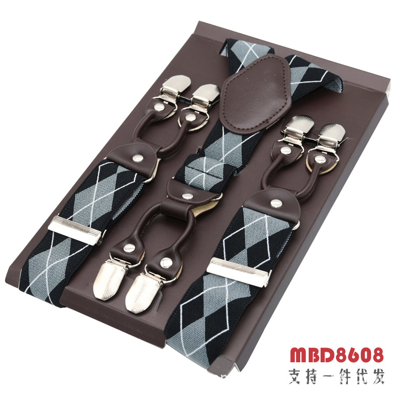 Picture of Cross-Border Supply Men's Suspenders Six-Clip Suspenders Elastic Adjustable Fat People Suspenders Men and Women Suspenders