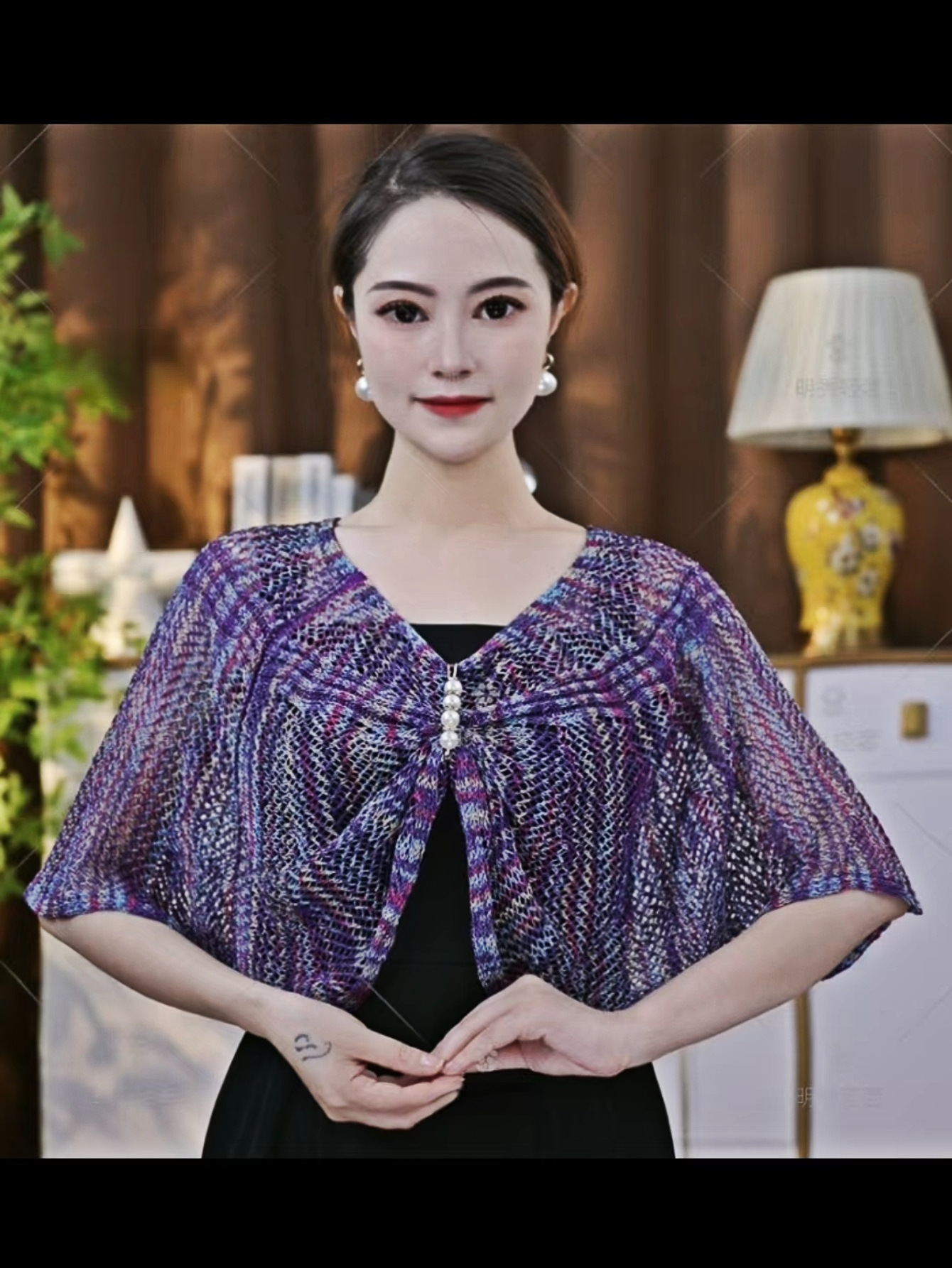 Picture of Women's Winter Pullover Neck Warmer, Solid Color Korean Style Versatile Neck Wrap, Knitted Ice Silk Pullover Small Cape Shawl