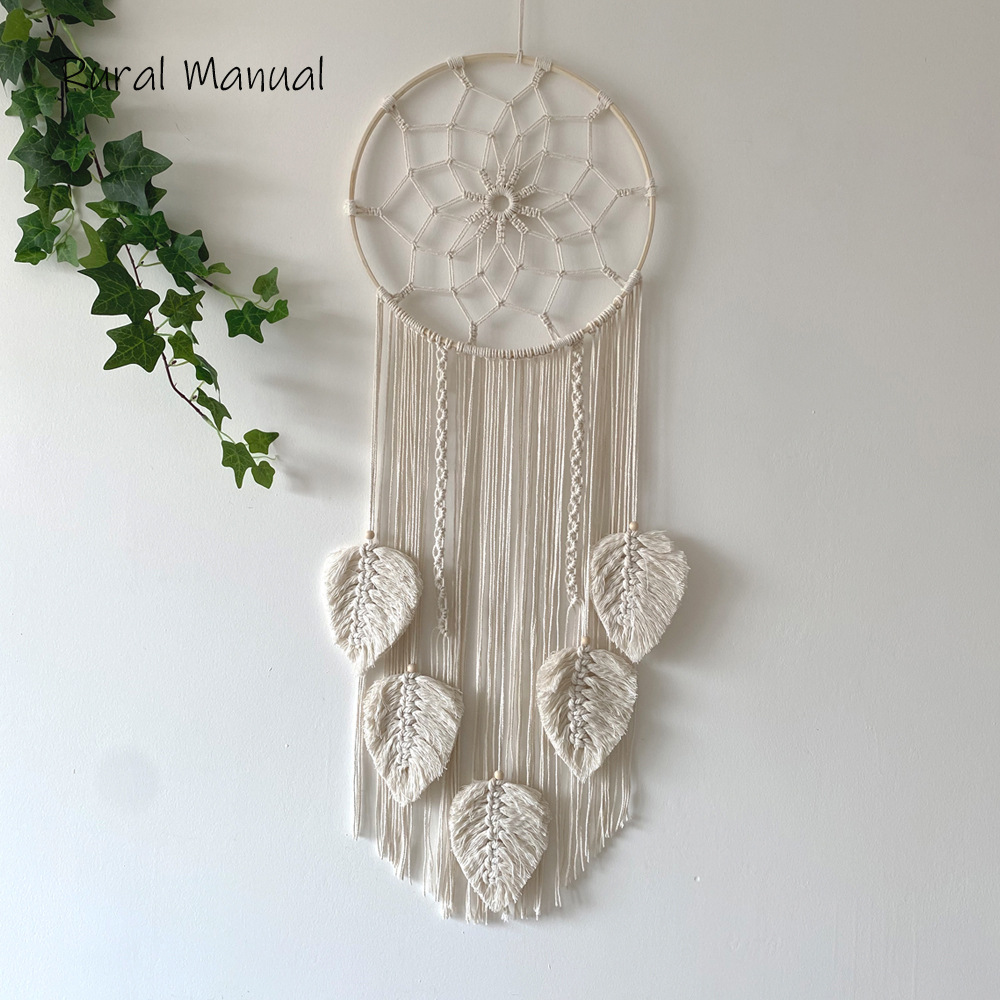 Picture of Nordic Leaf Dream Catcher Hand-woven Tapestry Homestay Home Background Wall Decoration Wall Hanging Amazon Supply
