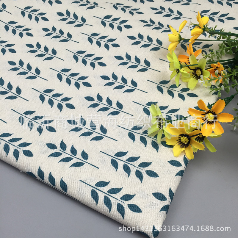 Fresh style linen cloth linen printing DIY handmade printing and dyeing large quantity Congyou orchid leaf wheat ear