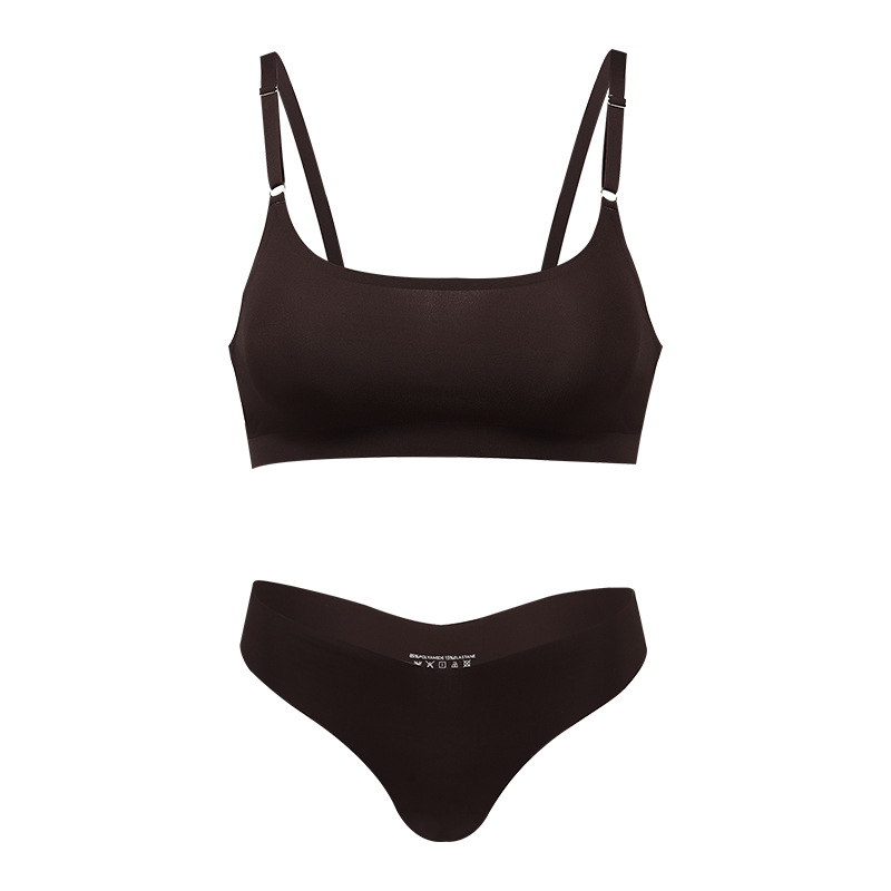 Picture of plus size sexy bra suit women's ice silk seamless no steel ring small chest gathered leopard print women's underwear suit