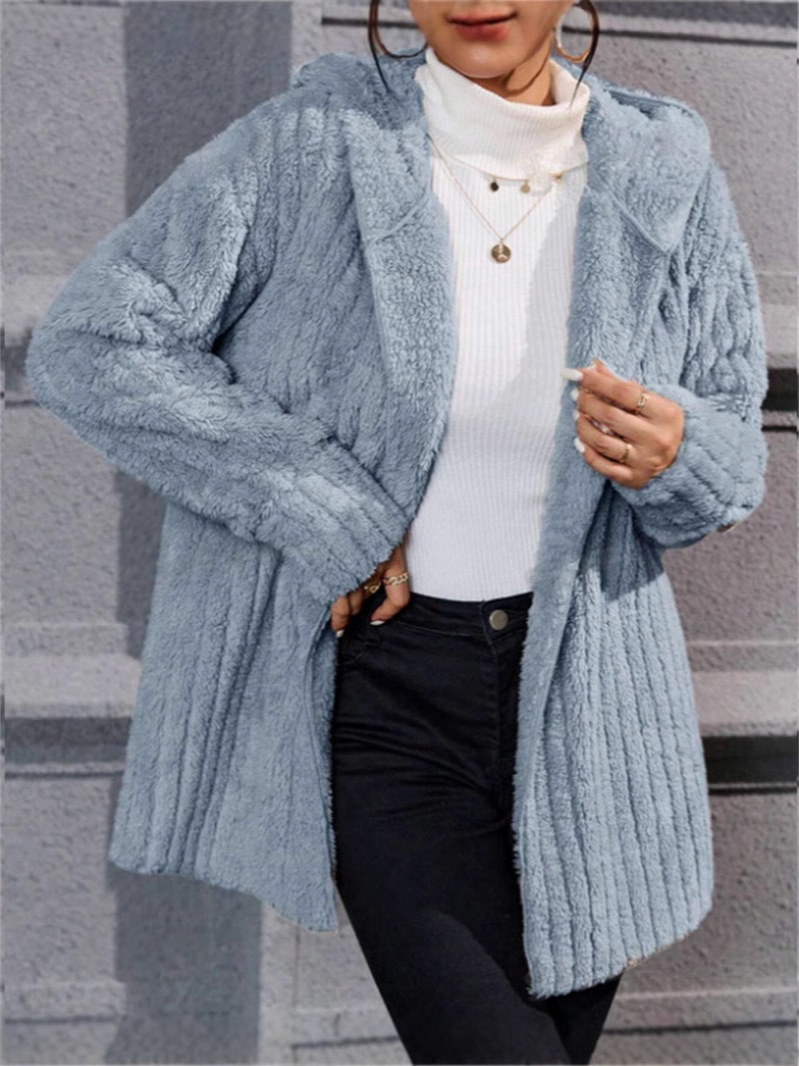 2024 Europe and the United States cross-border Amazon temu autumn and winter new warm fashion vertical double-sided Arctic fleece hooded coat