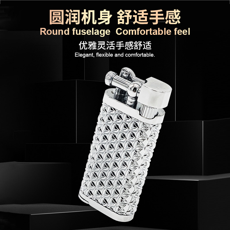 Picture of Grinding wheel open flame cigarette lighter gas creative inflatable Langsheng oblique fire lighter metal pipe mini lighter gift